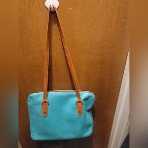 Vera Pelle Classic shoulder  style purse/bag- turquoise/aqua/light green